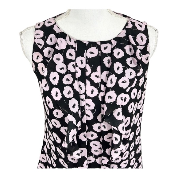 Ann Taylor Loft Black & Light Purple Floral Sleeveless Blouse Size XS - Picture 3 of 6